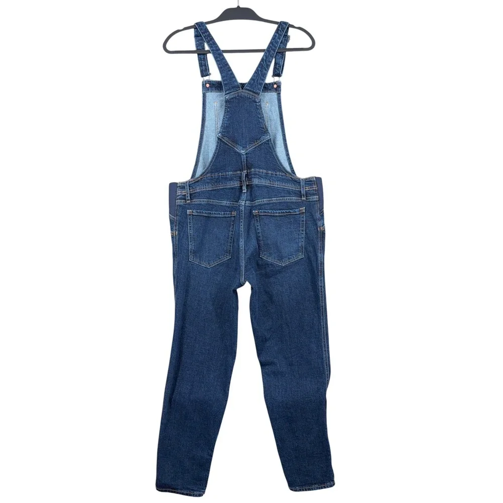 Old Navy Maternity Denim Overalls Women 10 Short Cotton Spandex Blue